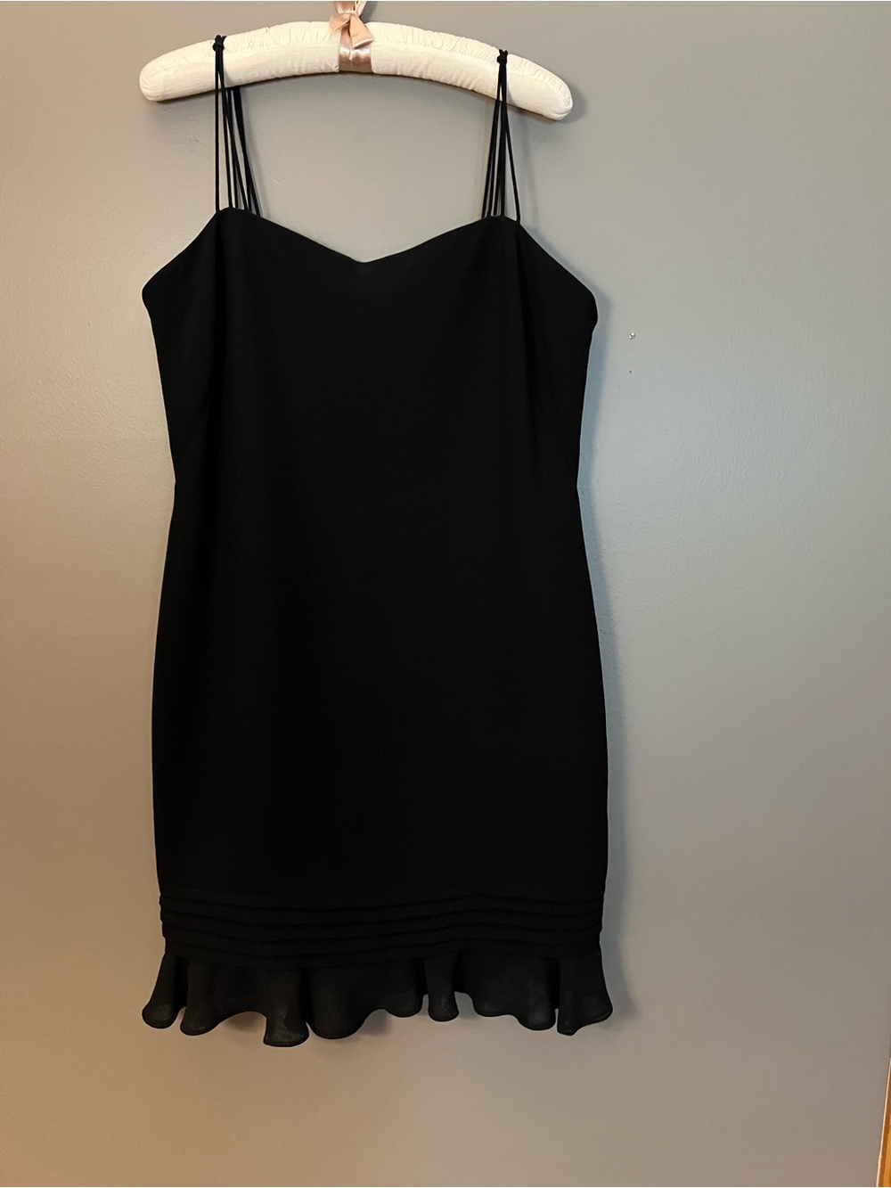 Evan Picone Black Double-Spaghetti Strap Ruffle-Hem Mini Dress